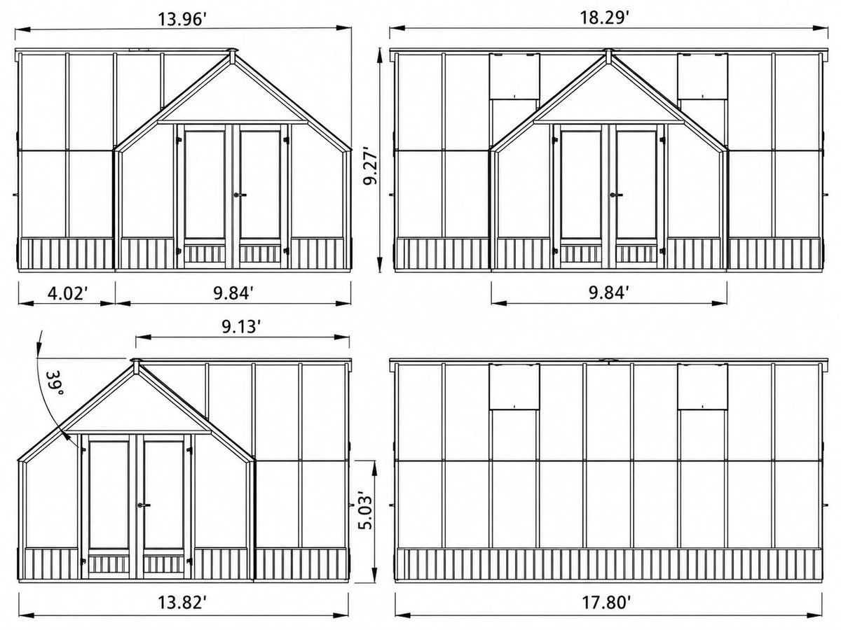 Nordwood Greenhouse Natural — dimensions